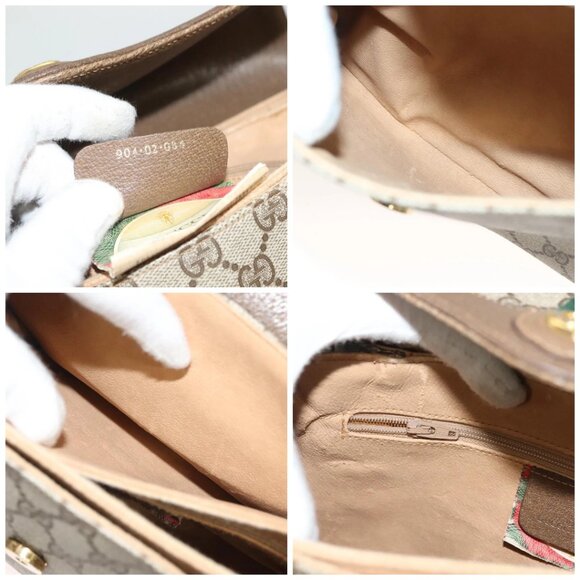 GUCCI GG Supreme Web Sherry Shoulder Bag PVC Beige Gold 904 02 084 Auth BA2769 - Picture 15 of 16